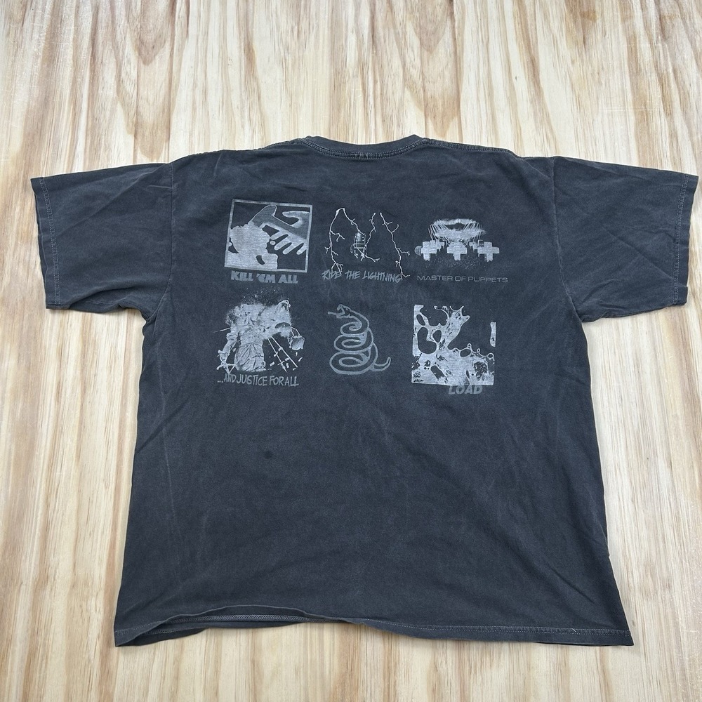 Metallica Acid Wash All Album Covers T-Shirt Women's Cut Neck Size Large